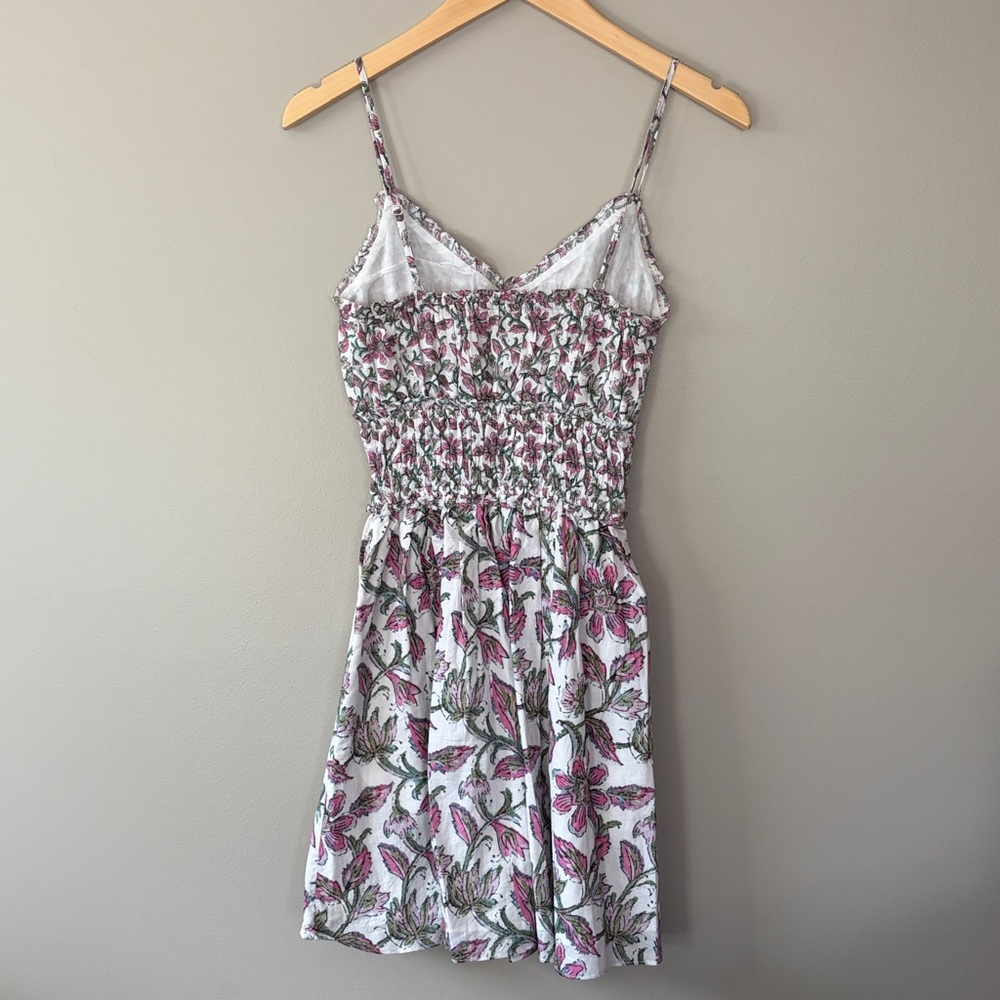 Celina Moon Floral Cotton Mini Dress Size XS White Pink Green - Picture 10 of 10